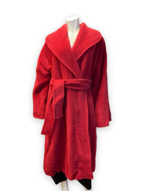 Sonia Rykiel Fluffy Red Alpaca Blend Robe Style Coat Made In France Size M